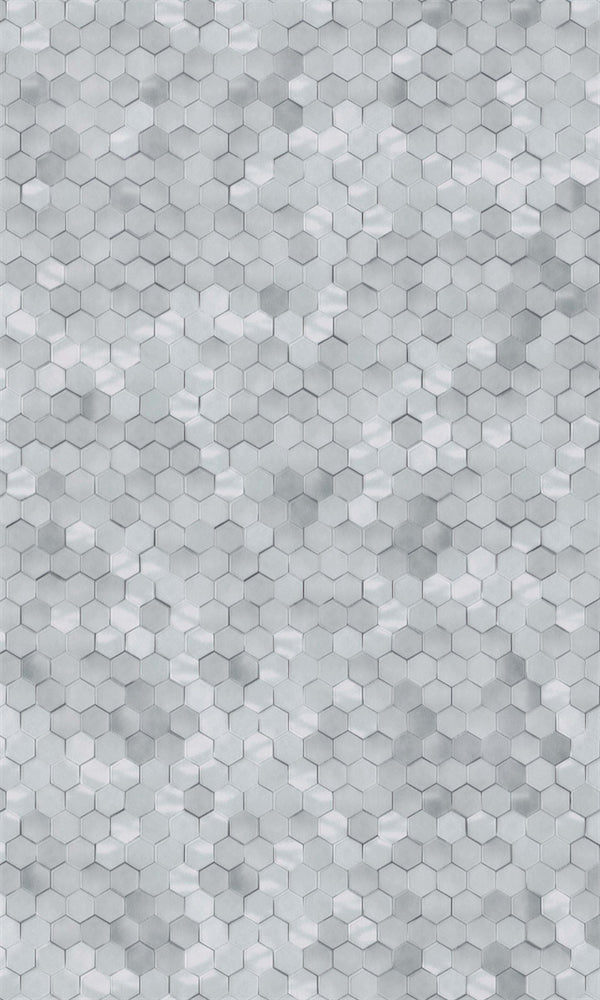 Cool Grey Shimmering Hexagons Wallpaper R5678