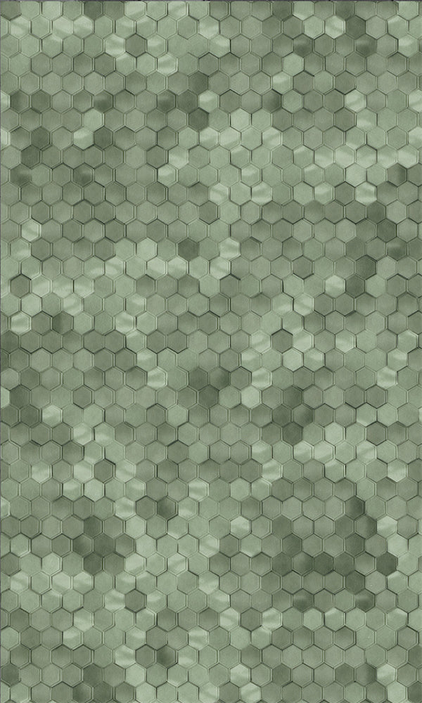 Green Shimmering Hexagons Geometric Wallpaper R5681
