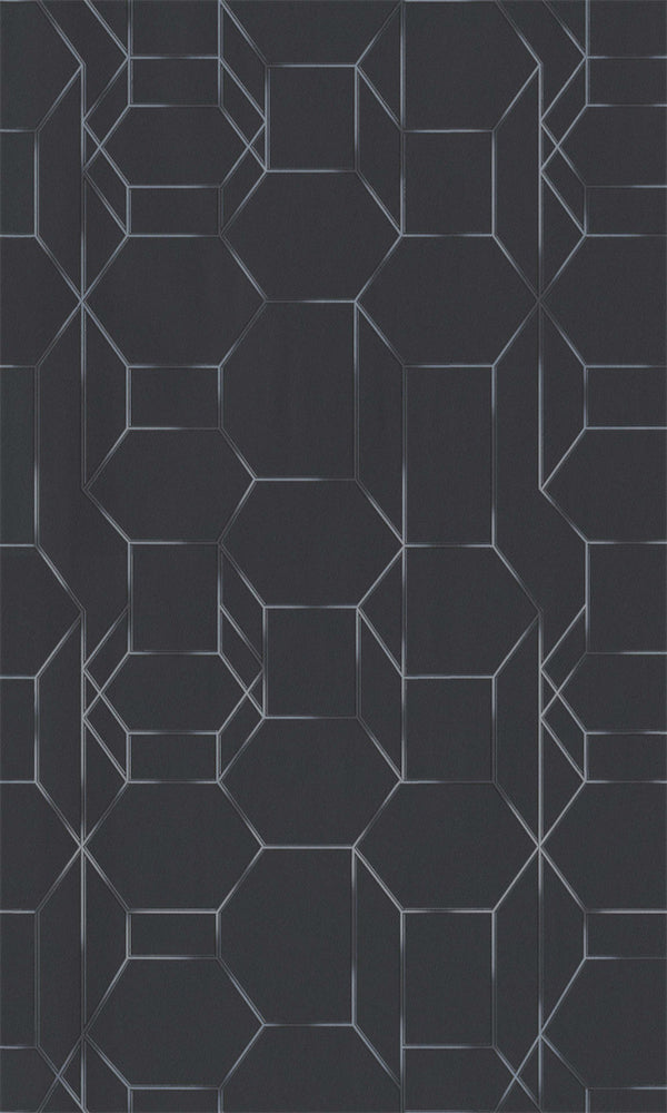 Black Modern Dimensional Chain Link Geometric Wallpaper R5663