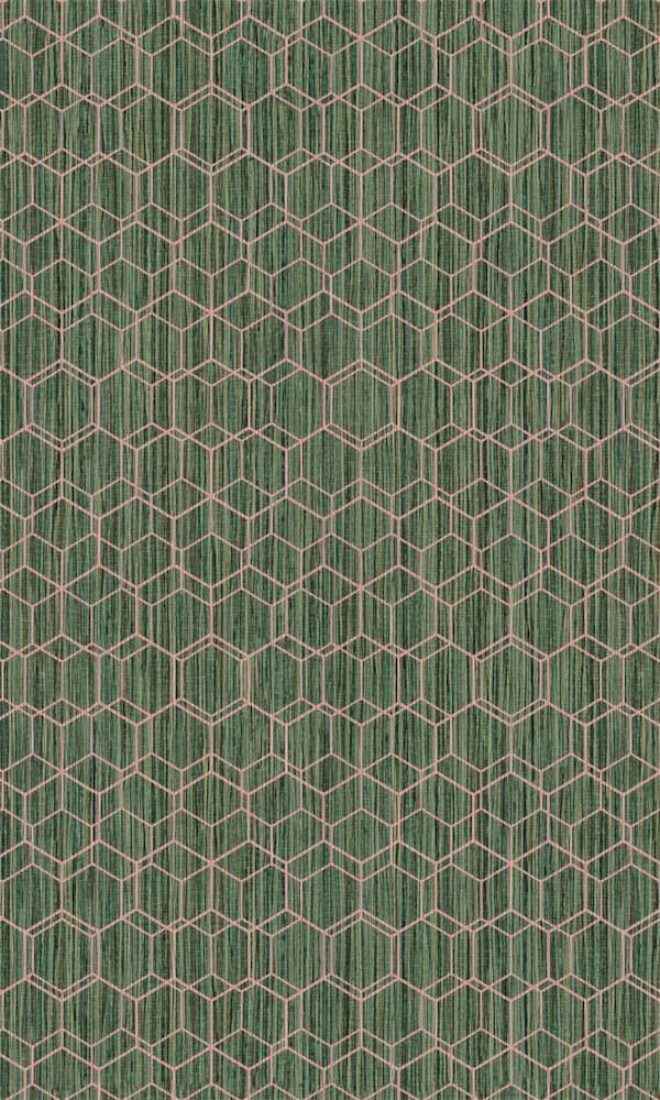 Green & Pink Faux Printed Grasscloth Wallpaper R5686