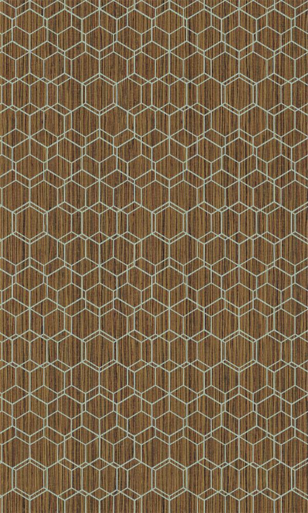 Burnt Ochre & Mint Faux Printed Grasscloth Wallpaper R5691