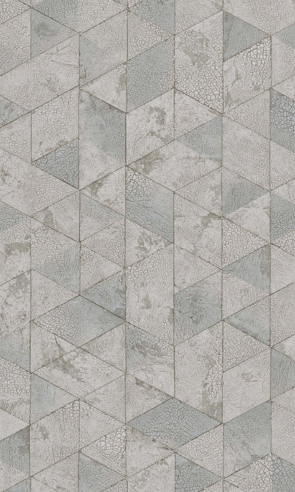 Blue Cracked Raw Geometric Contemporary Wallpaper R5745