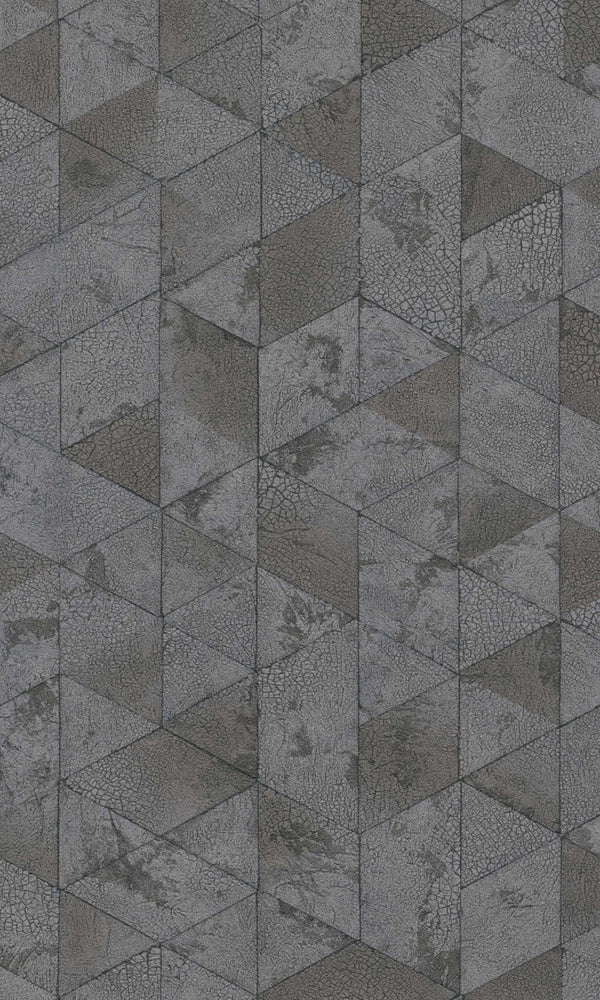 Dark Grey Cracked Raw Geometric Wallpaper R5747
