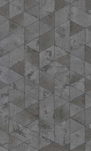 Dark Grey Cracked Raw Geometric Wallpaper R5747