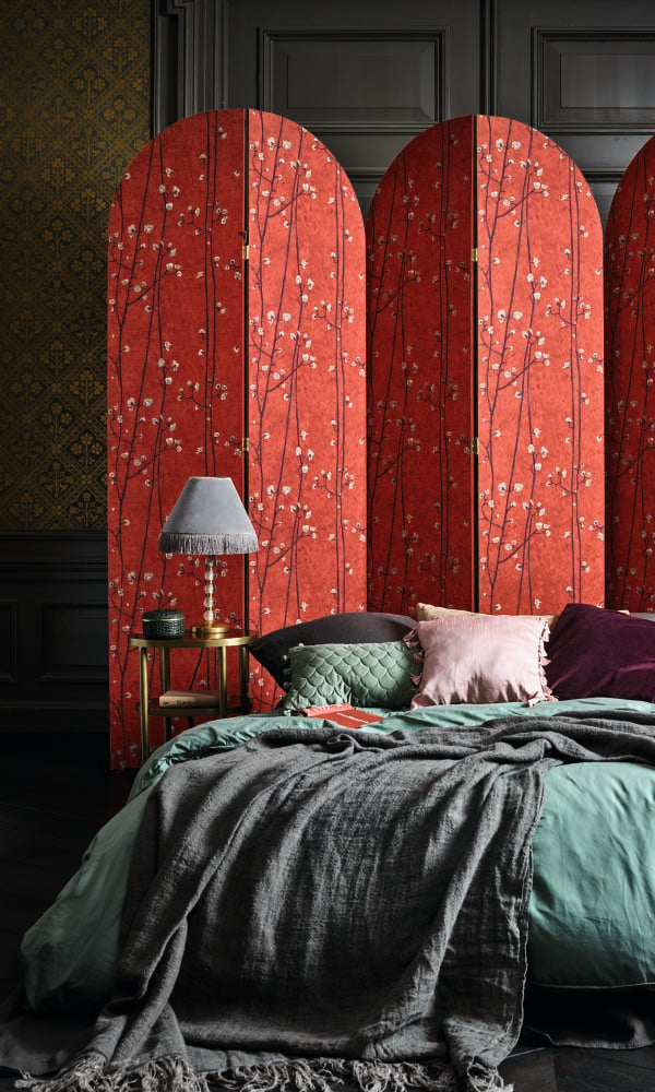 Van Gogh plum branches wallpaper, Bright Red Plum Branches Wallpaper R6015 | Floral Home Interior