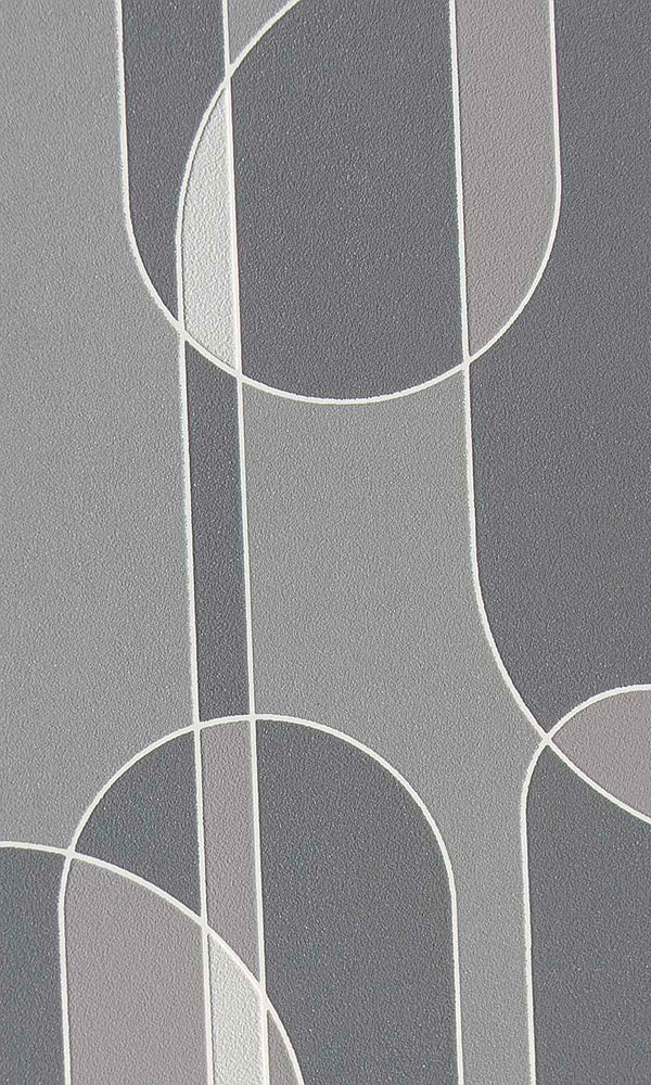 funky geometric transparent ovals wallpaper, Grey Funky Ovals Wallpaper R6081 | Retro Home Wall Covering