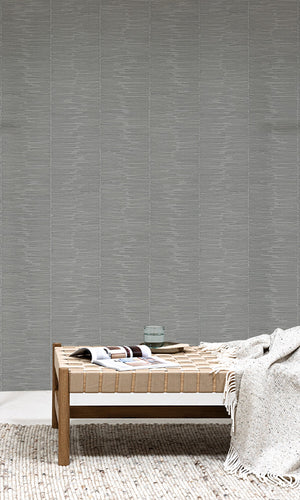 asian inspired woven bamboo striped wallpaper