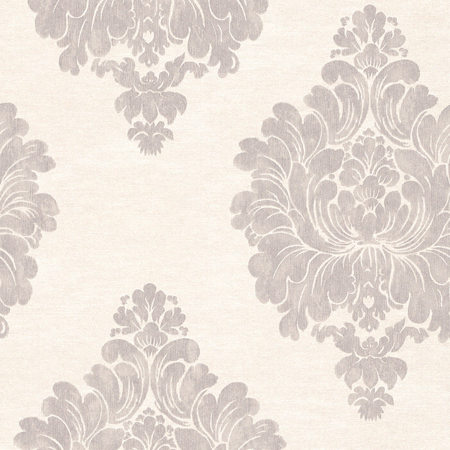 Grey Weathered Damask Wallpaper R3010 | Vintage Home Interior 