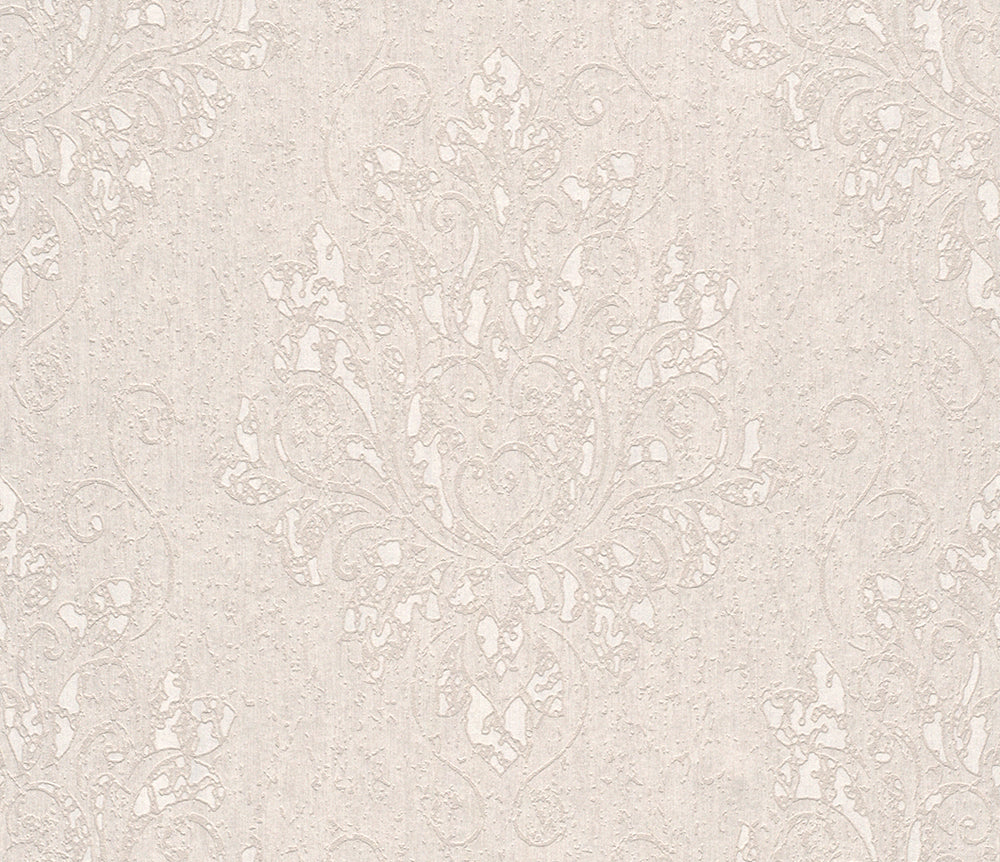 Metallic Damask Wallpaper R4061 | Transitional Kitchen Interior