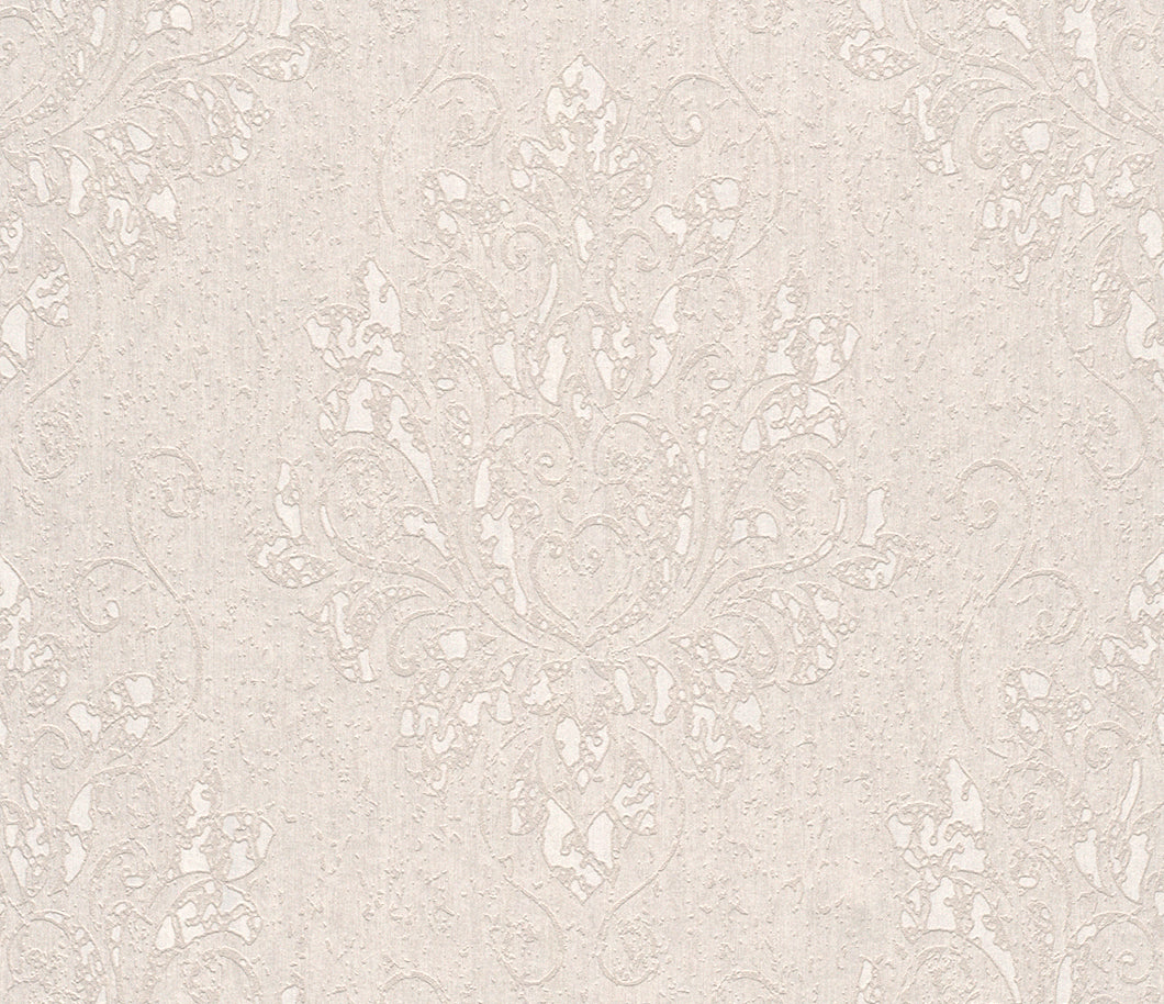 Metallic Damask Wallpaper R4061 | Transitional Kitchen Interior