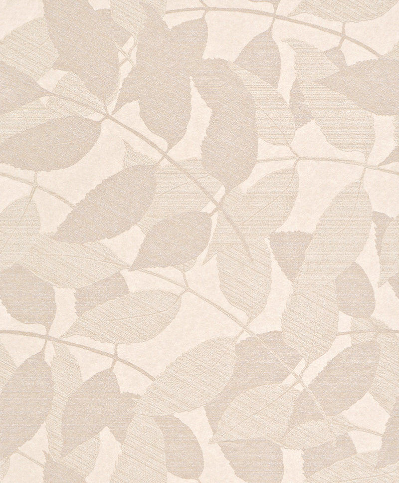 Transitional Metallic Beige Overleaf Wallpaper R4008