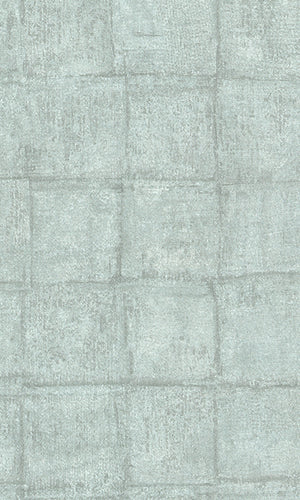 Blue Green Sewn Concrete Squares Wallpaper R5907