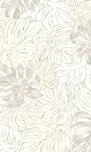 Bold Tan Overlaying Jungle Leaves Wallpaper R5916
