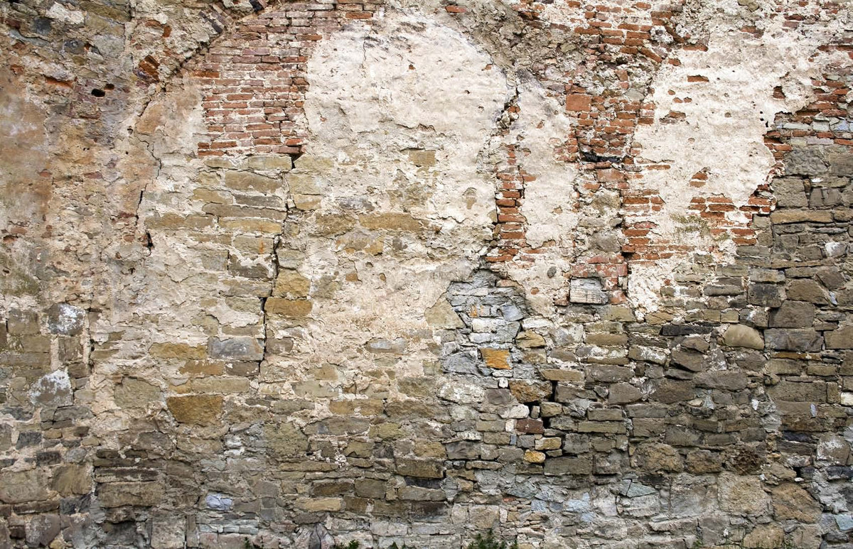Brown Aged Stone Brick Mural Wallpaper M8997 - Sample