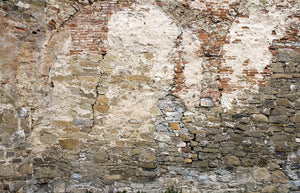Brown Aged Stone Brick Mural Wallpaper M8997