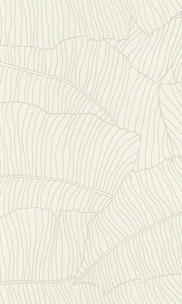 White Leaf Outline Abstract Wallpaper R6151