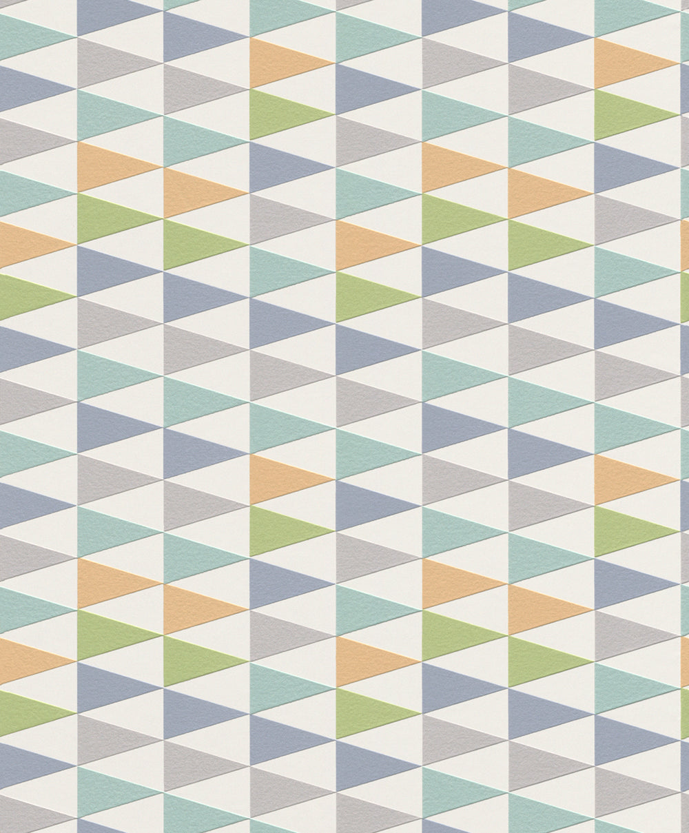 Modern Geometric Blue and Orange Trigonal Wallpaper R4390