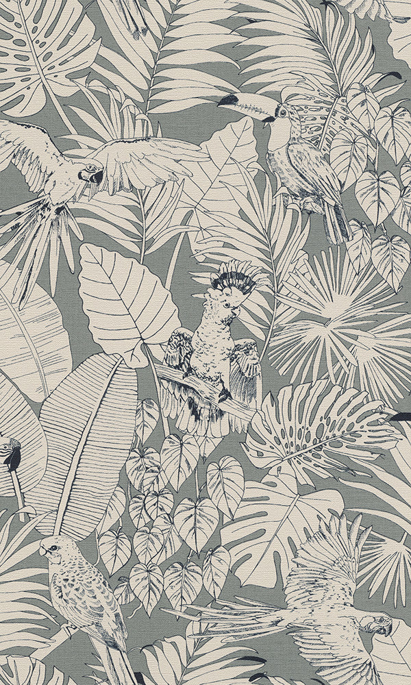 illustrated jungle floral wallpaper