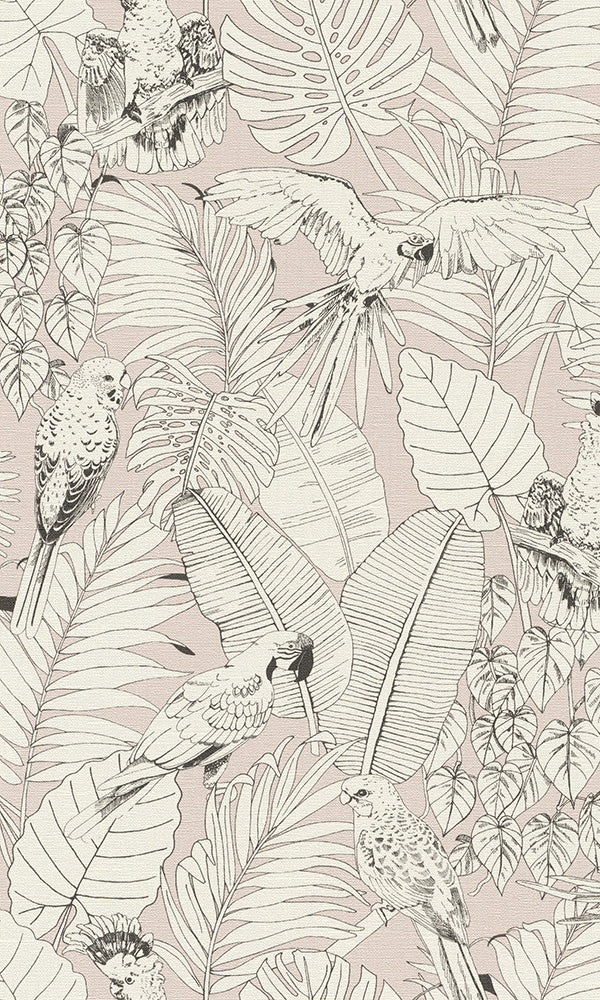 Pink Jungle Illustration Wallpaper R6161