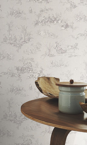 Brown Vintage Toile Wallpaper R6164
