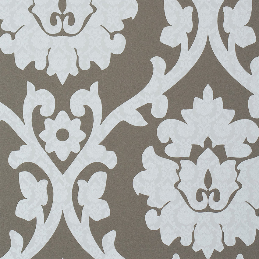 Plush Brown Damask Wallpaper SR1043
