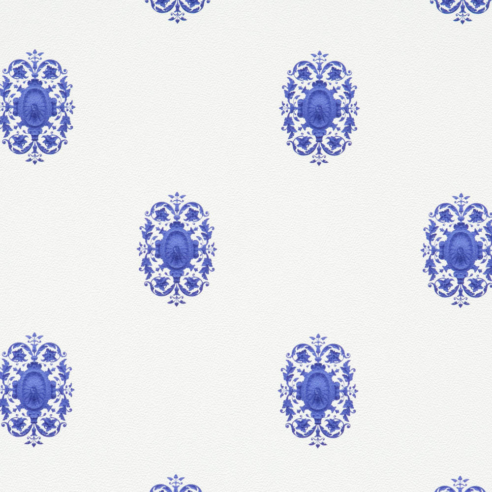 Blue Classic Damask Print Wallpaper R1514