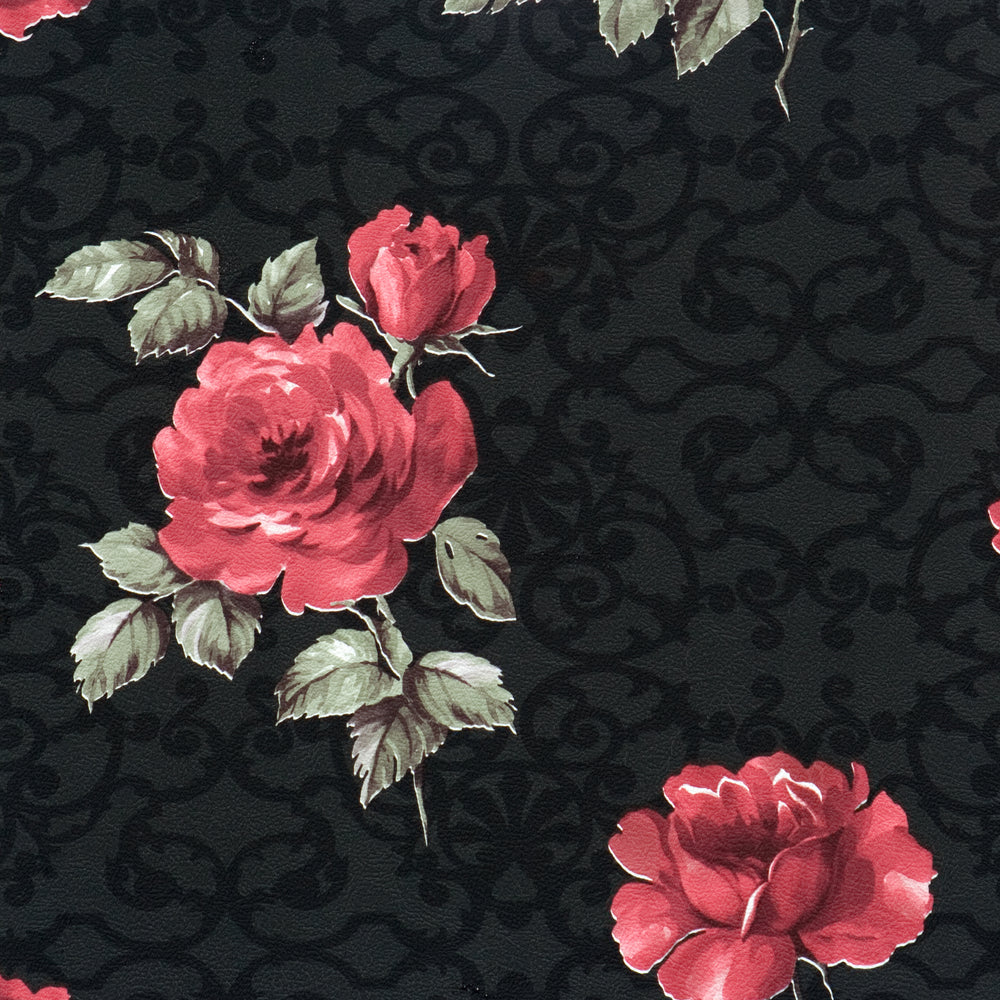 Black and Red Pleasant Floral Damask Wallpaper R1524