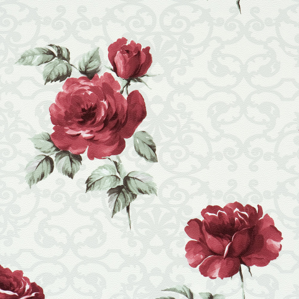 Red Pleasant Floral Damask Wallpaper R1527