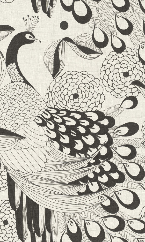 illustrated peacocks wallpaper
