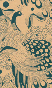 illustrated peacocks wallpaper