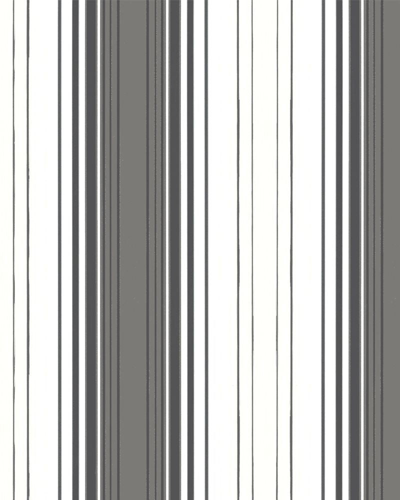 Modern Striped Gradation Metallic White and Silver Wallpaper R3955