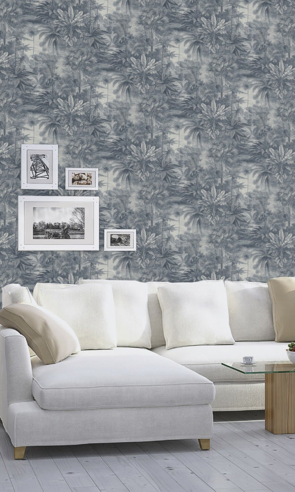 Botanical Wallpaper | Metallic Tropical Print Wallpaper R6801 – Walls ...