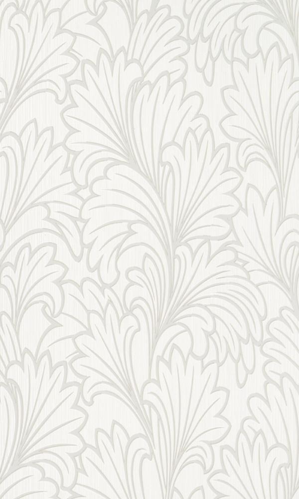 Contemporary Metallic Textured Leafy White Wallpaper R3997 – Walls ...