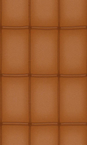 Faux Leather Brown Panel Wallpaper R3664 | Contemporary Wall Covering