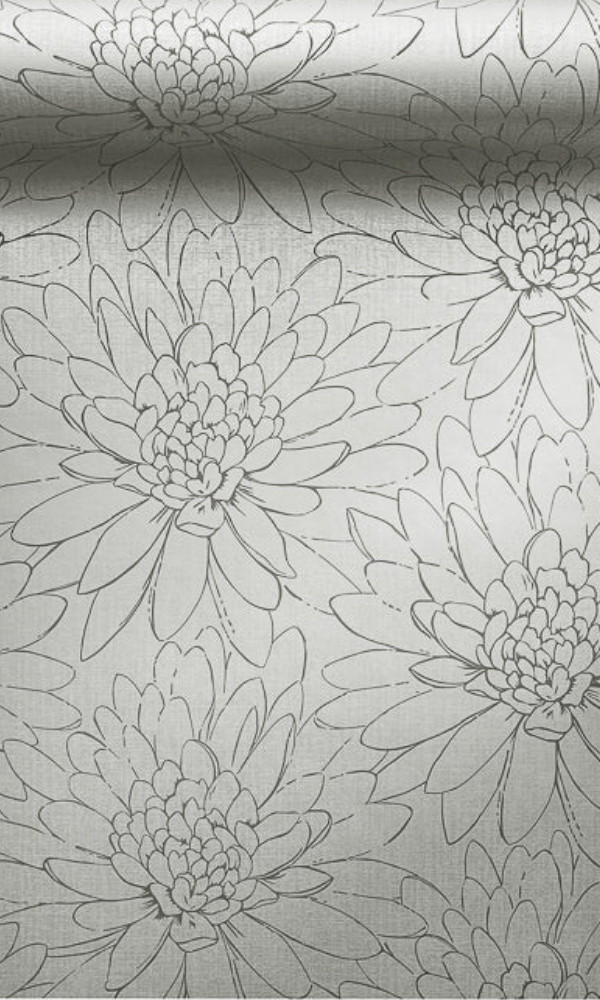 Grey Floral Blossom Wallpaper R6936