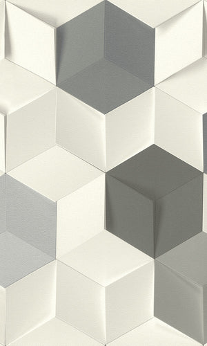 Grey Diamond Cubes Wallpaper R6187 | Modern Home Wall Covering