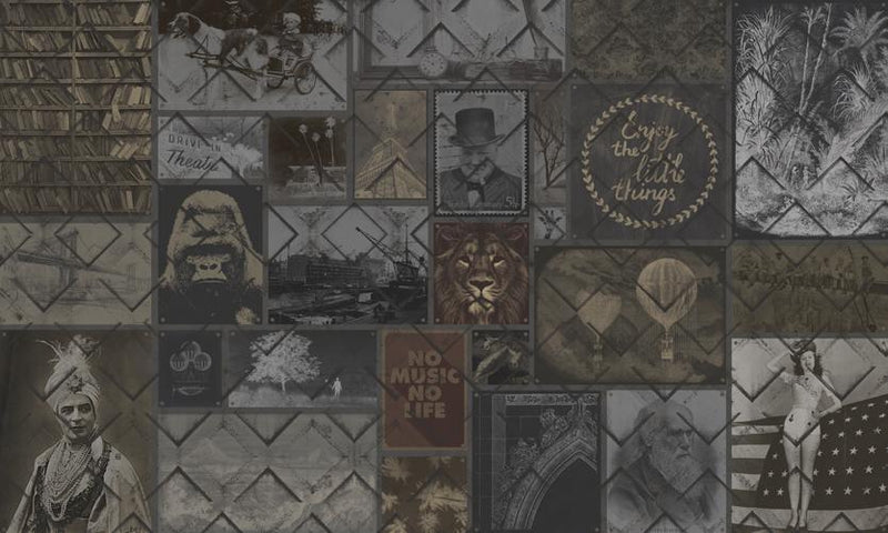 Vintage Collage Mural Wallpaper M9199 - Sample