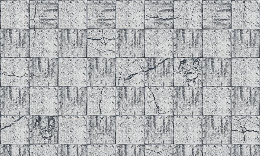 Grey Tin Tiles Mural Wallpaper M9241 - Sample