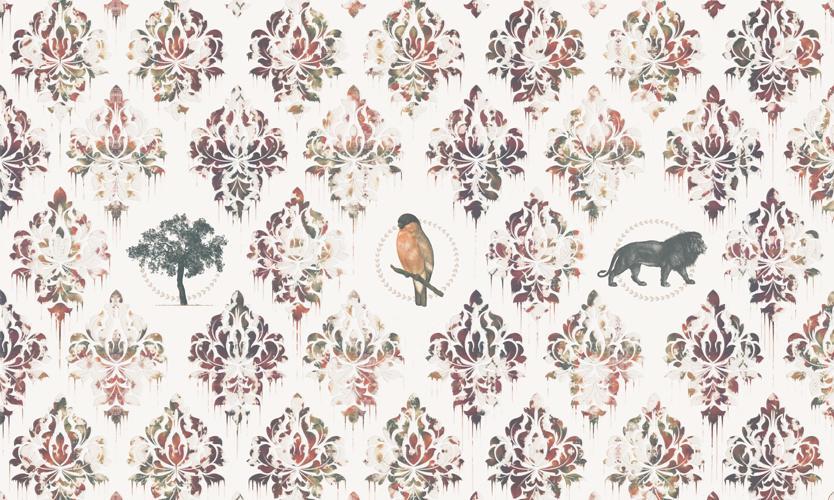 Rainbow Damask Classic Mural M9244 | Vintage Home Wallpaper
