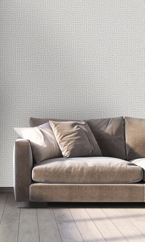 geometric maze wallpaper, Grey Maze Geometric Wallpaper R6134 | Modern Home Interior Ideas