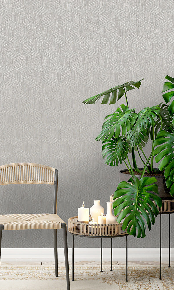 geometric 3 dimensional faux grasscloth wallpaper
