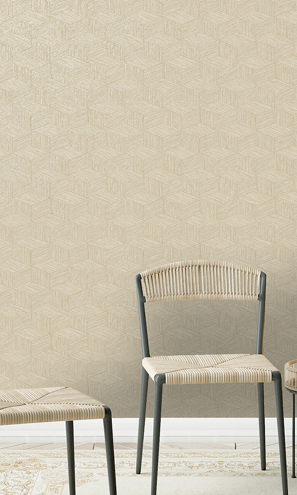 geometric 3 dimensional faux grasscloth wallpaper