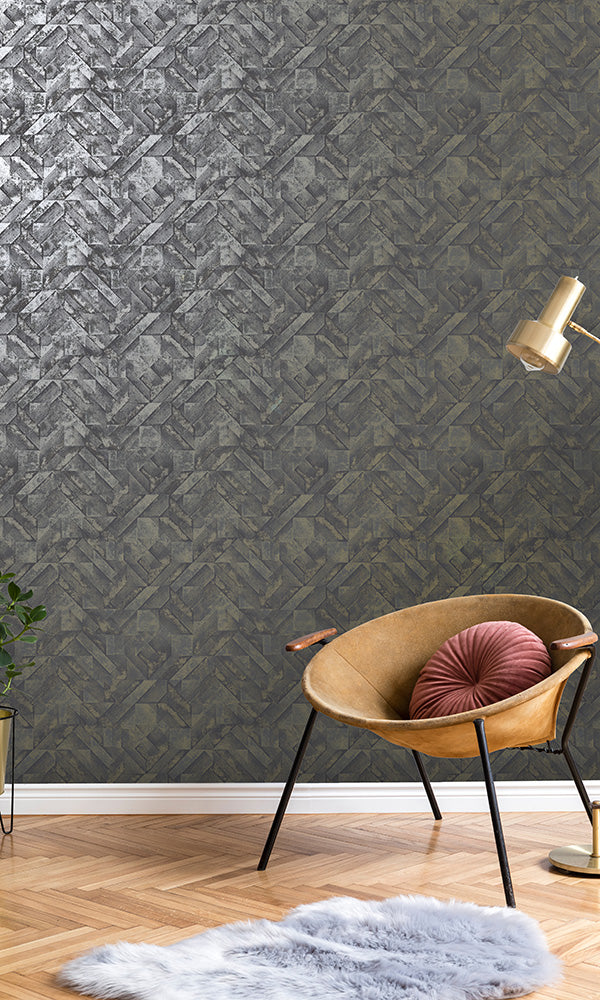 weathered geometric wallpaper