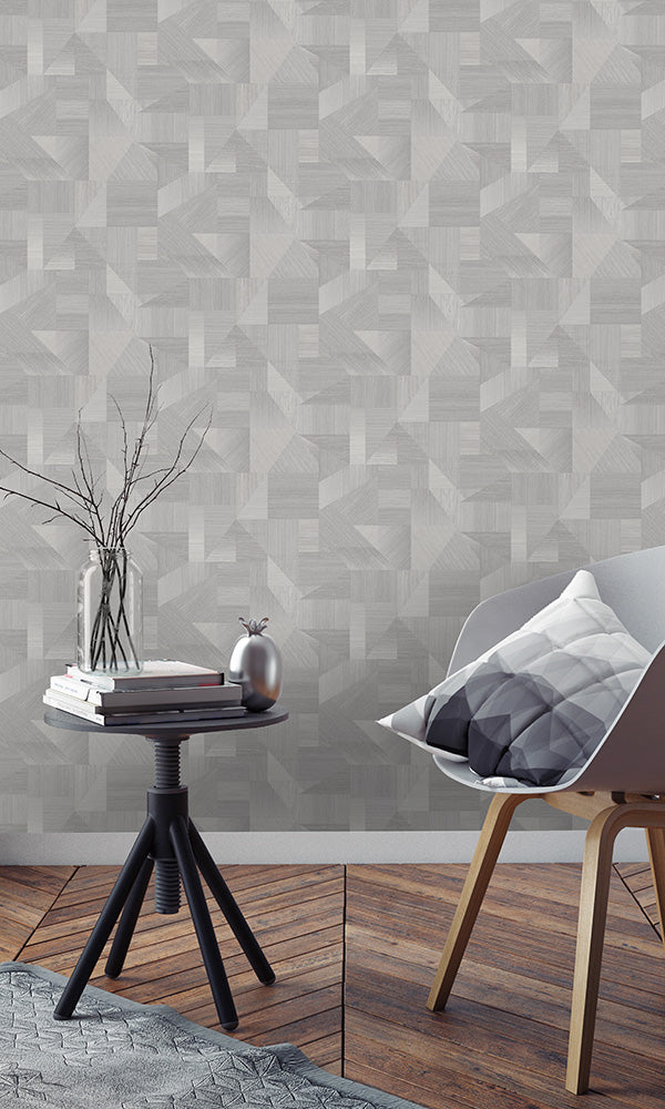 geometric fabric patchwork wallpaper