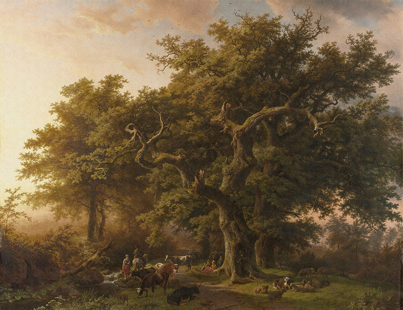 Cattle Under the Twisted Trunk Mural Wallpaper M9409
