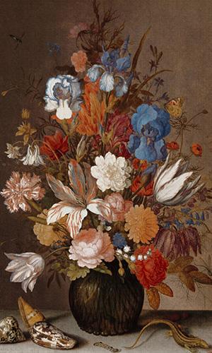 Traditional Oil Bouquet Wallpaper M9858 - Sample