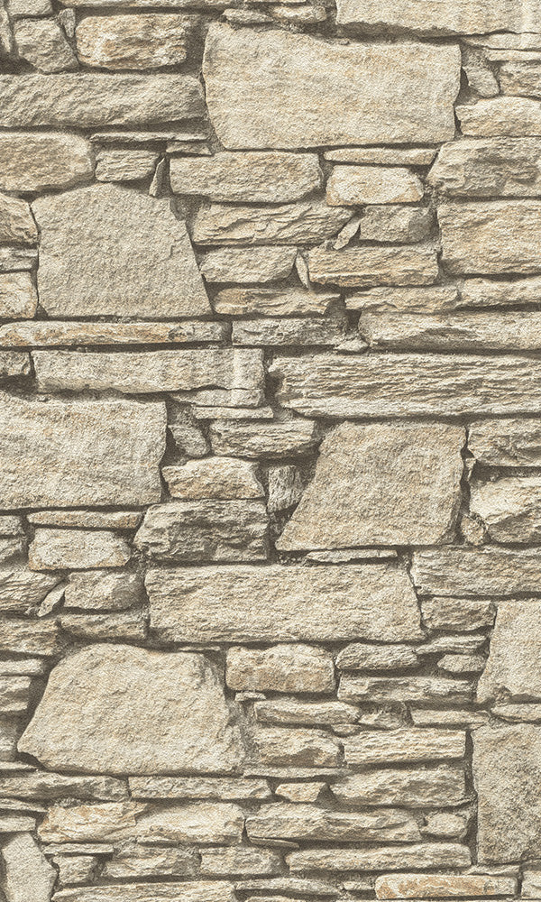 realistic faux stone wallpaper, Beige Faux Stone Wallpaper R6215 | Contemporary Home Wall Covering