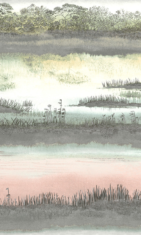 abstract watercolor wallpaper, Blush Pink Watercolor Wetlands Wallpaper R6106 | Elegant Wall Ideas