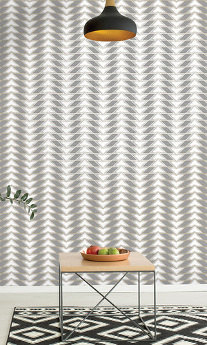 geometric wallpaper, Grey Arrow Illusion Wallpaper R6108 | Geometric Home Wall Covering