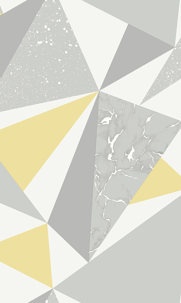 fun geometric triangles wallpaper, Grey & Yellow Party Triangle Wallpaper R6112 | Geometric Home Interior